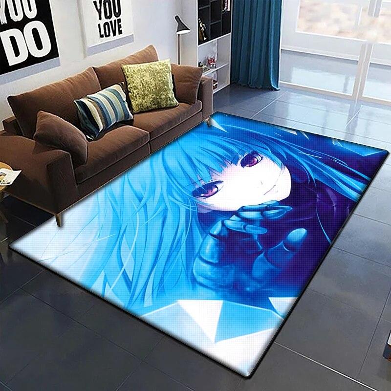 

KOF Аніме Гарний живописний килим для вітальні Килим великої площі Чорний м який килим Прикраса дому Килимки Бохо Килимки Пікнік 40x60cm(15x23 in)