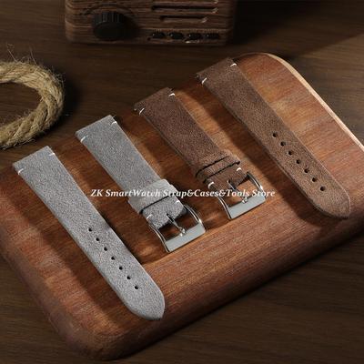 Soft Suede Strap 20mm 22mm Brown Blue Wristband 14mm 16mm 18mm Quick Release Calfskin Leather Bracelet for Women Men Accessories