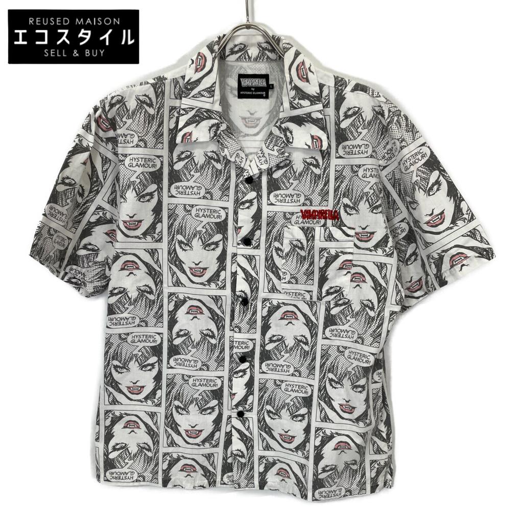 HYSTERIC GLAMOUR ×VAMPIRELLA CAUGHT DEMON pattern 02232AH01 shirt tops L whiteUsed