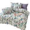 Pastoral Purple Floral Cotton Duvet Cover Set - 4 Pieces, 150x200 cm