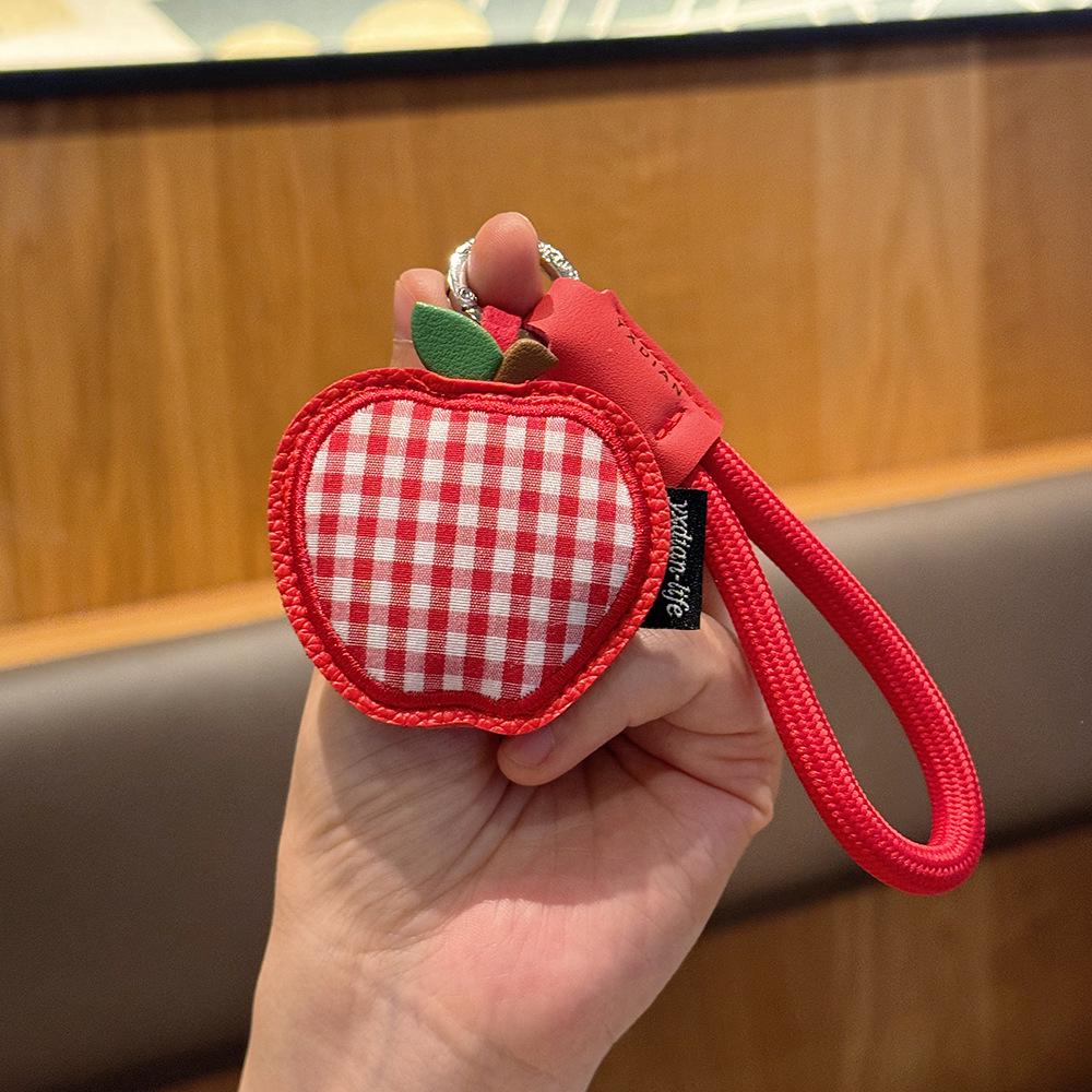 Fabric Series Cute Leather Fruit Pendant Keychains: Apple, Strawberry, Star Fruit — Small, Customizable Ornaments