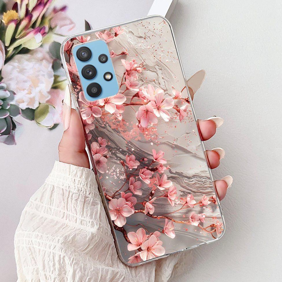 For Samsung A32 5G Case SM-A326B Clear Cute Cat Fashion Funny Painted Back Cover For Samsung Galaxy M32 5G Phone Case SM- M326B