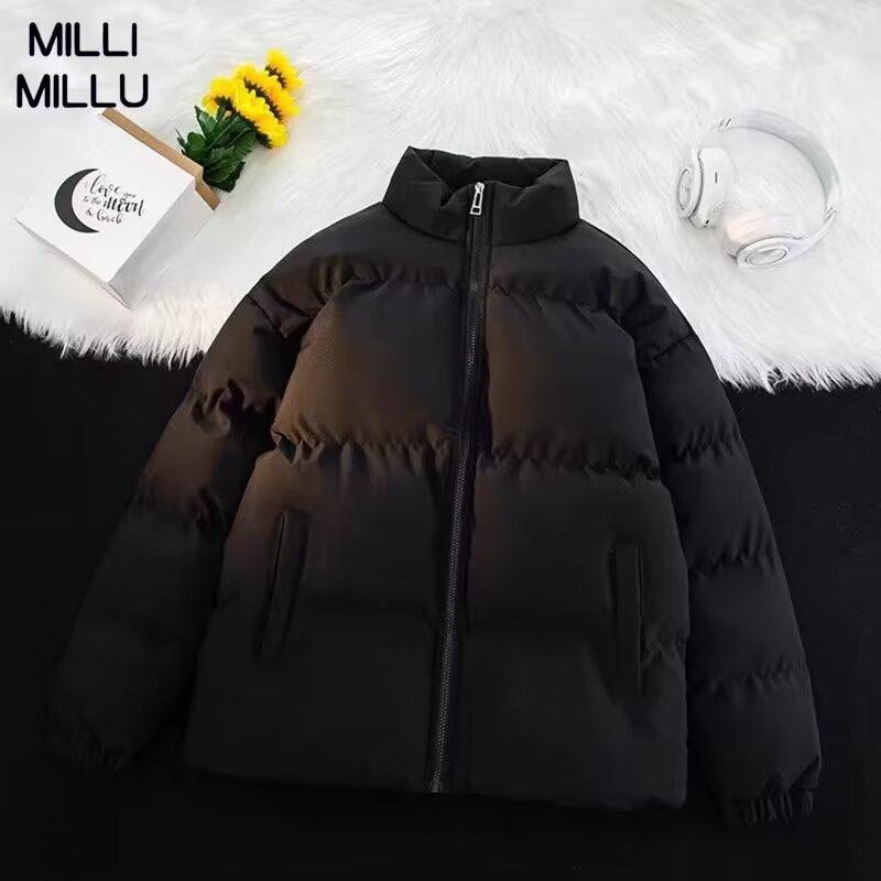 

Трендовое хлопковое пальто в гонконгском стиле 2024 года — унисекс, свободный крой, повседневный спортивный стиль, теплый и модный дизайн M чёрный