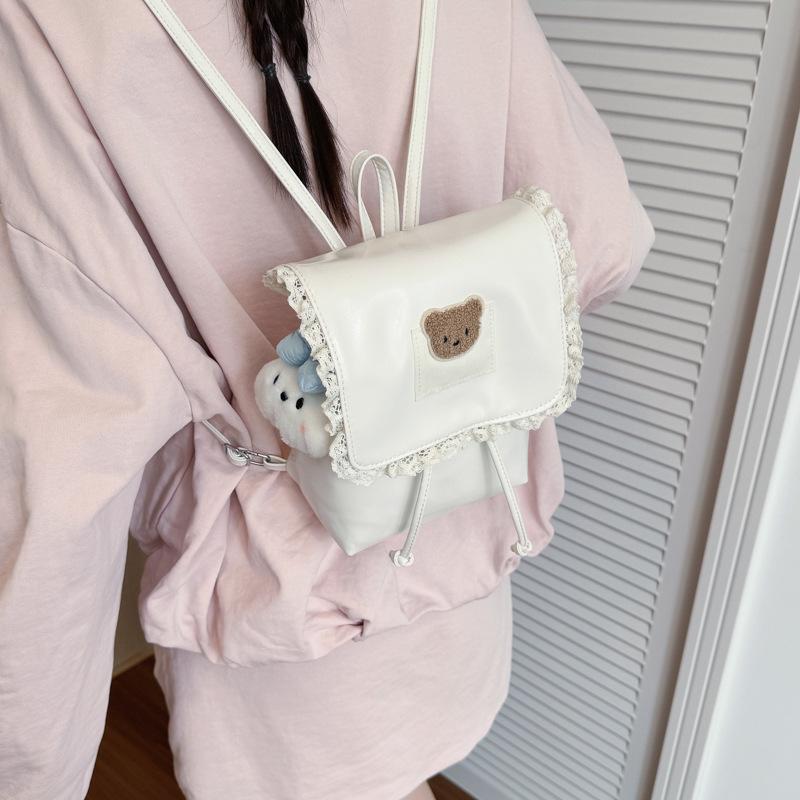 Schoolbag Cute Girls Backpack Women's 1011 Summer New Fashion Commuter Class School Bag Large Capacity Bear Backpack
