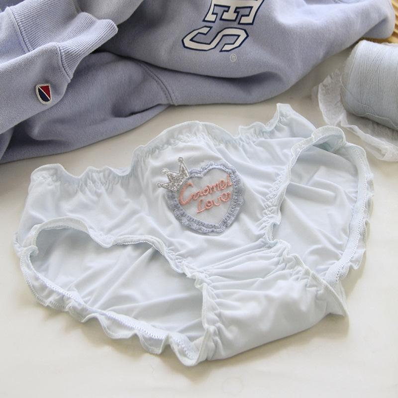 Blue Lace Bow Waist Mesh Briefs for Women - 620 Series