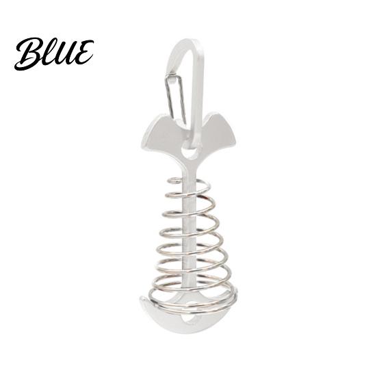 Aluminum Alloy Deck Pegs Spring-Loaded Fish Bone Tent Peg Stake with Portable Accessories Carabiner Windproof Rope Buckle for Outdoor Camping Fixing