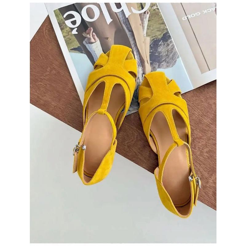 

2025 Women s Closed Toe Sandals Shoes Suit Female Beige Buckle Breathable Summer Heels Black New Low Girls Comfort Gladiator 40 жовтий