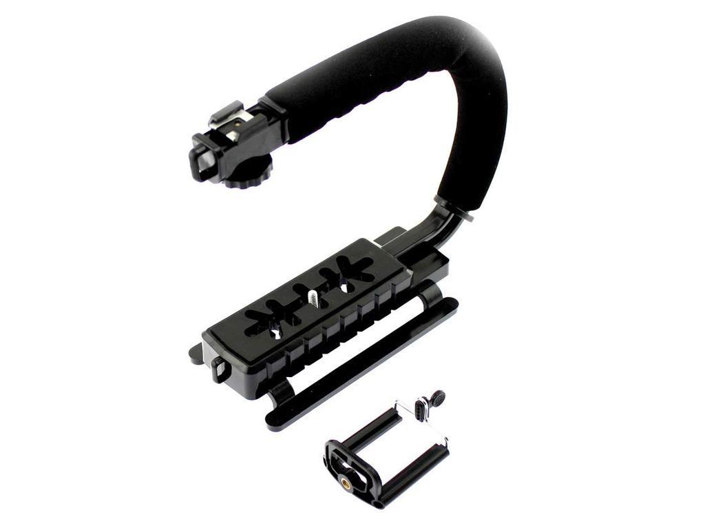 Stabilizer for Video Shooting and Image Shake Prevention with Smartphone Black Olive-G Grip-Style Camera/Smartphone Clip,