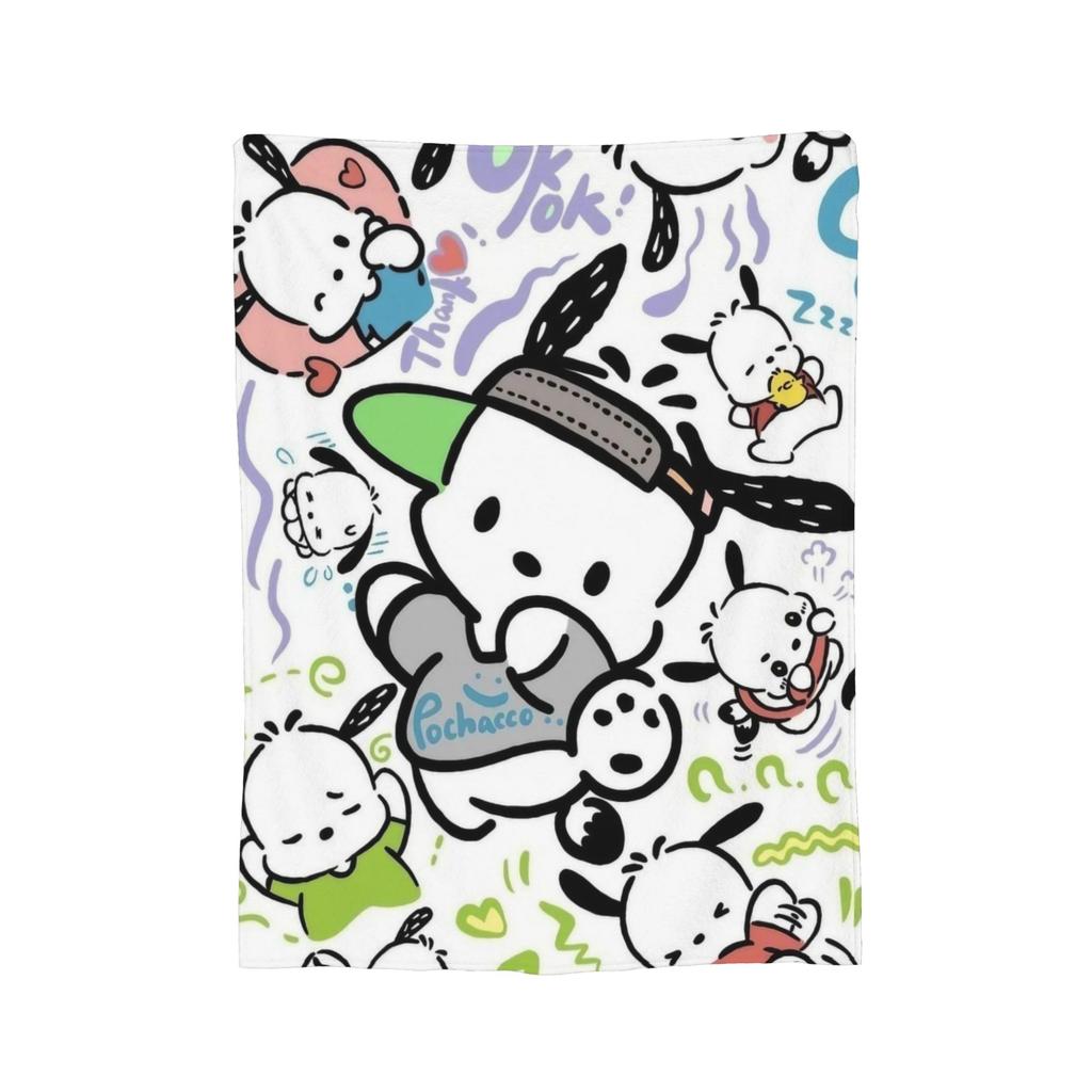 Pochacco Cute Blue Flannel Blanket Cartoon Dog Awesome Throw Blanket for Bed Sofa Couch 125*100cm Bedspreads,