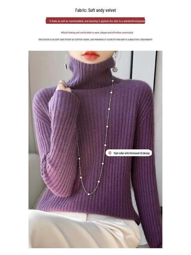Damen Strickpullover mit hohem Kragen: Lässiger, schlank geschnittener Pullover für Herbst und Winter