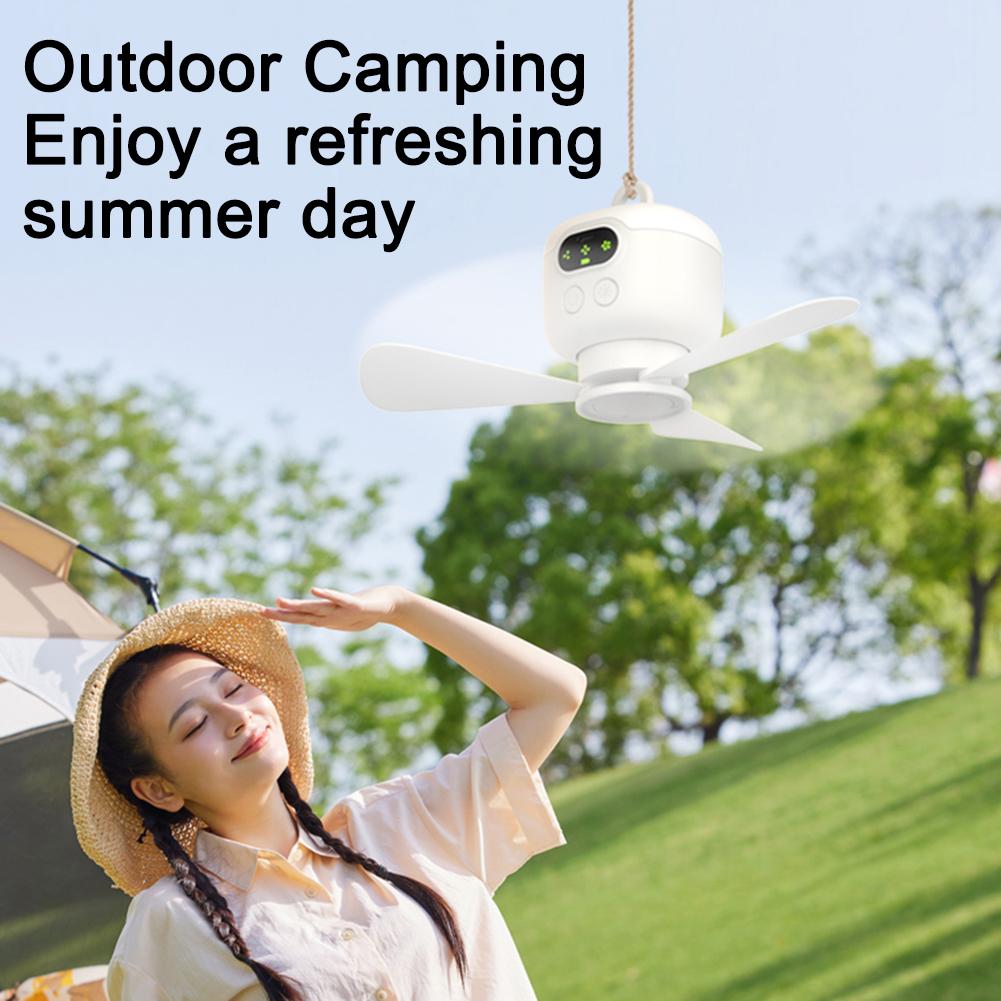 Rechargeable Camping Ceiling Fan with Light Portable Camping Fan with Remote Control 3 Wind Speed for Summer Household Outdoor
