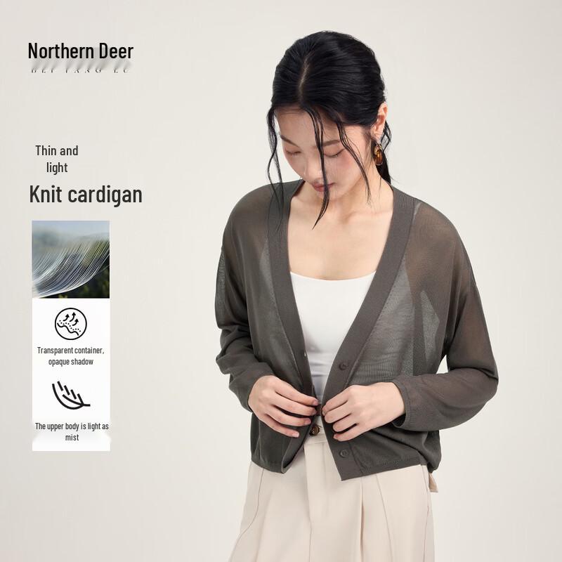 Summer Lyocell Triacetate V-Neck Knit Cardigan L