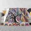 The World Arises Fashion Soft Warm Flannel Blanket Tree Of Life Colorful Whimsical Dar James Black Birds Leaves Botanical