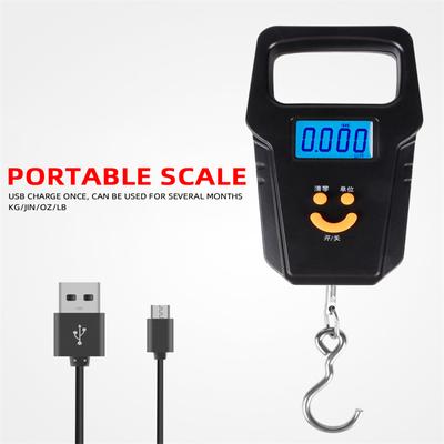 Balança de pesca com exibição noturna de carregamento USB 50 kg ao ar livre pesando presentes de pesca para homens