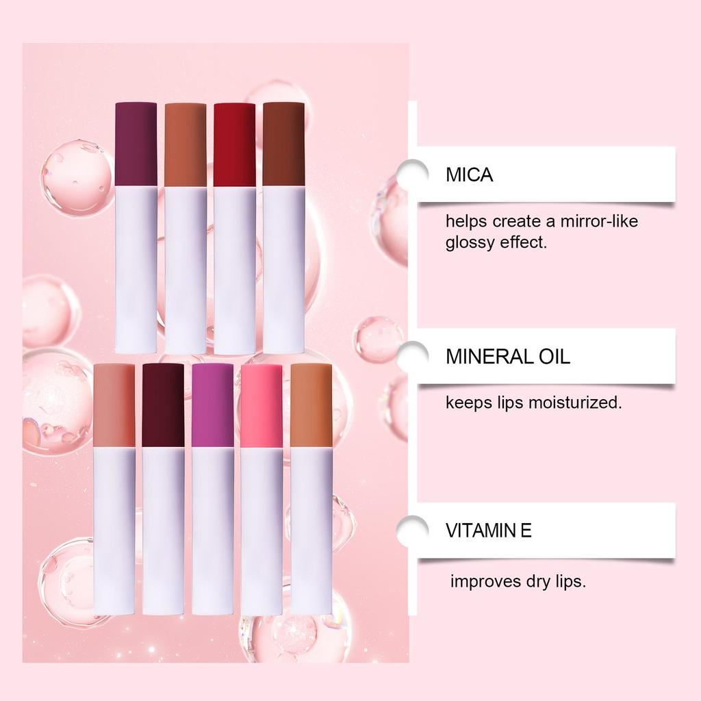 Mirror-Finish Hydrating Lip Oil Collection Essential ingredients nourish skin for a dewy, luminous finish Hydrating lip oil 9 shades