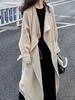 Luxi Women's 2024 Autumn Slimming Trench Coat with Stand Collar & Drawstring
