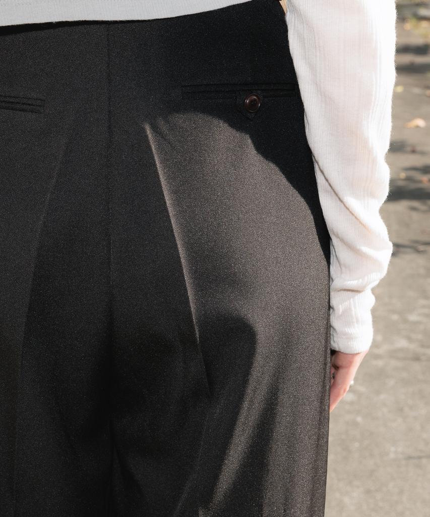 DEHEVE Classic Pintuck Wide Slacks [Black]