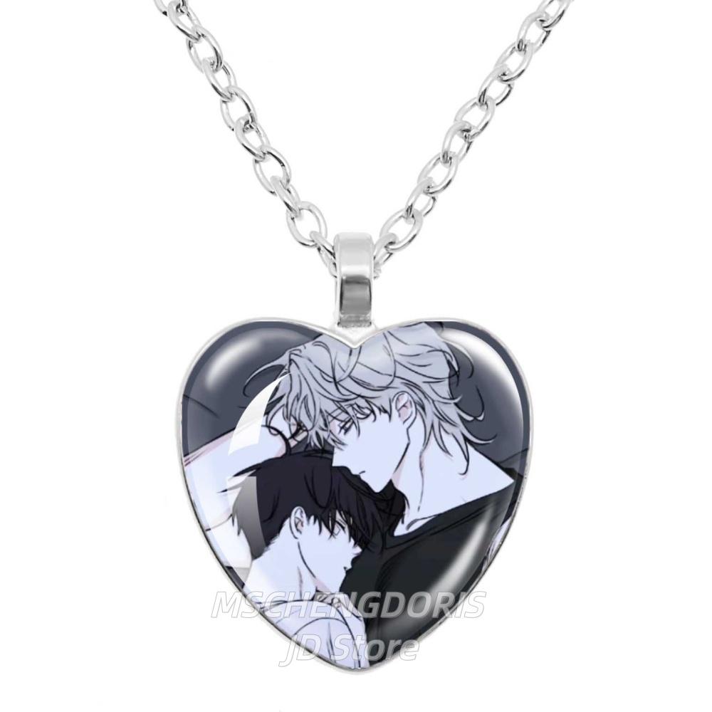 Low Tide In Twilight Anime Necklace Taeju YEO Euihyun KIM Glass Cabochon Heart Shaped Pendant Necklace Charm Jewelry Gift