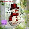 2D Red Snowman Light-Catching Acrylic Window Hanging, Christmas Indoor And Outdoor Holiday Decoration, 20cm*16cm