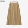 ZANZEA Pantaloni larghi e larghi da donna, casual, tinta unita