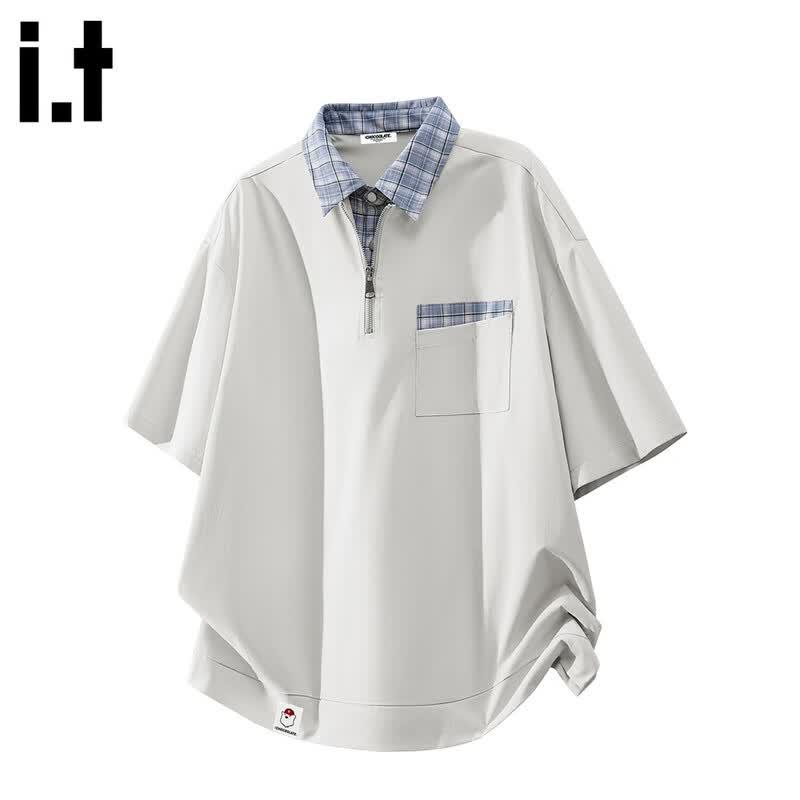 :CHOCOOLATEit Men s Retro Faux Two-Piece Polo Shirt 4XL