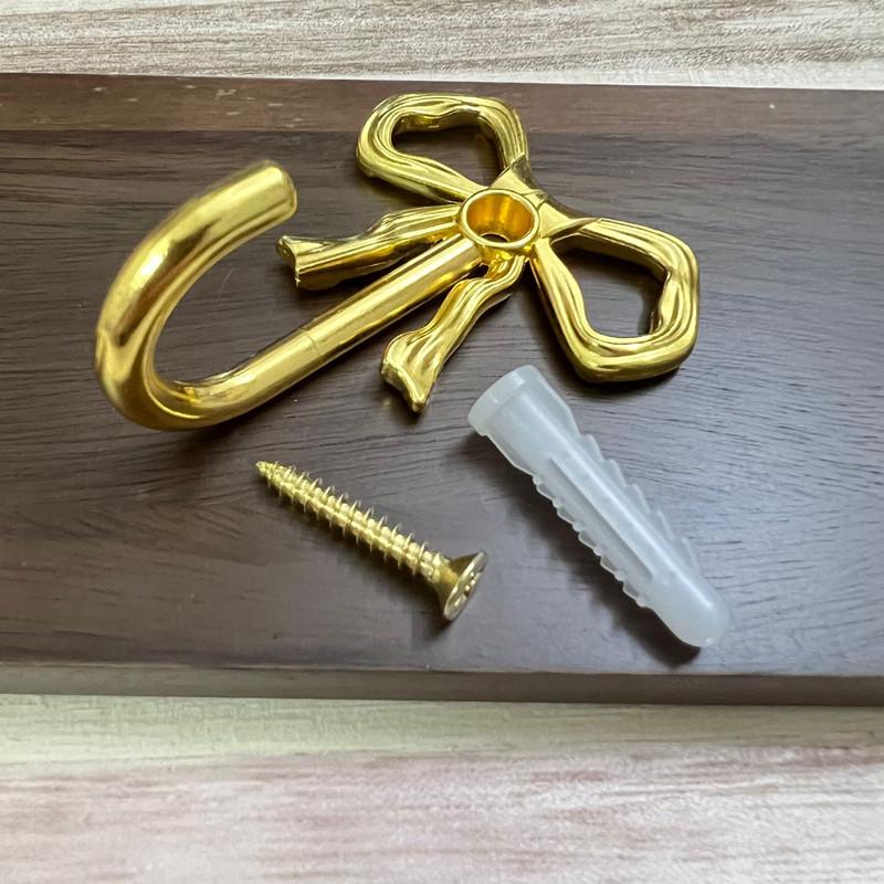 Customized Gold Bowknot Wall Hook for Coats, Hats, and Bags