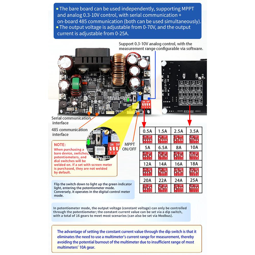 Upgrade XY7025S CNC Step-Down DC Adjustable Stabilized Voltage Power Supply 0-70V 25A 1750W Constant Voltage/Current Module