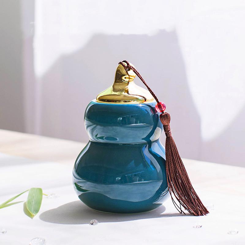 Portable Color celadon gourd tea caddy sealed storage tank travel Tea Boxes Ceramic tea tin containers coffee canister Candy jar