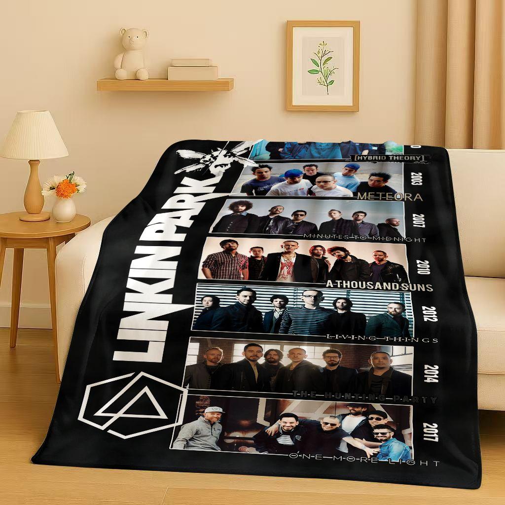 Retro L-Linkin Park Sign Rock Band Music Flannel Blanket,Ultra Soft Warm Plush Throw for Home Bedroom Bed Sofa Cover Camping
