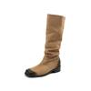 Fashion 2024 New Retro Women Boots Autumn Winter Slip-On Mid-Calf Round Toe Square Heel Basic Women Shoes Motorcycle Boots
