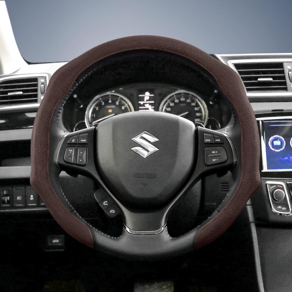 Suitable for Suzuki Premium Suede Snap-On Steering Wheel Cover, Non-Slip and Durable, Grand Vitara Jimny Swift Alto Celerio Sx4 Kizashi and Other Mode