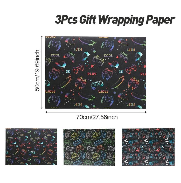 

3/6pcs Video Game Console Wrapping Paper 1st Birthday Party Decor Boy Kids Favors Gift Wrapping Paper Baby Shower Party Supplies Other