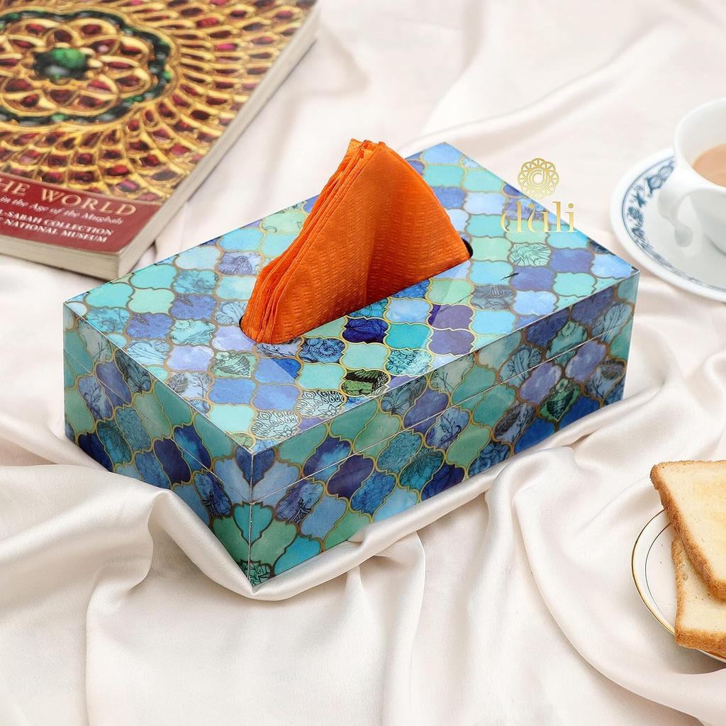Салфетница из МДФ, Tissue Box for Table in MDF (23 x 14 x 8 cm, Green Gold), Duli