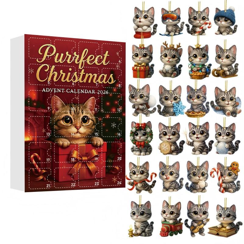2026 Christmas Advent Calendar Blind Box Pet Series Acrylic Ornament Hanging Decor Tree
