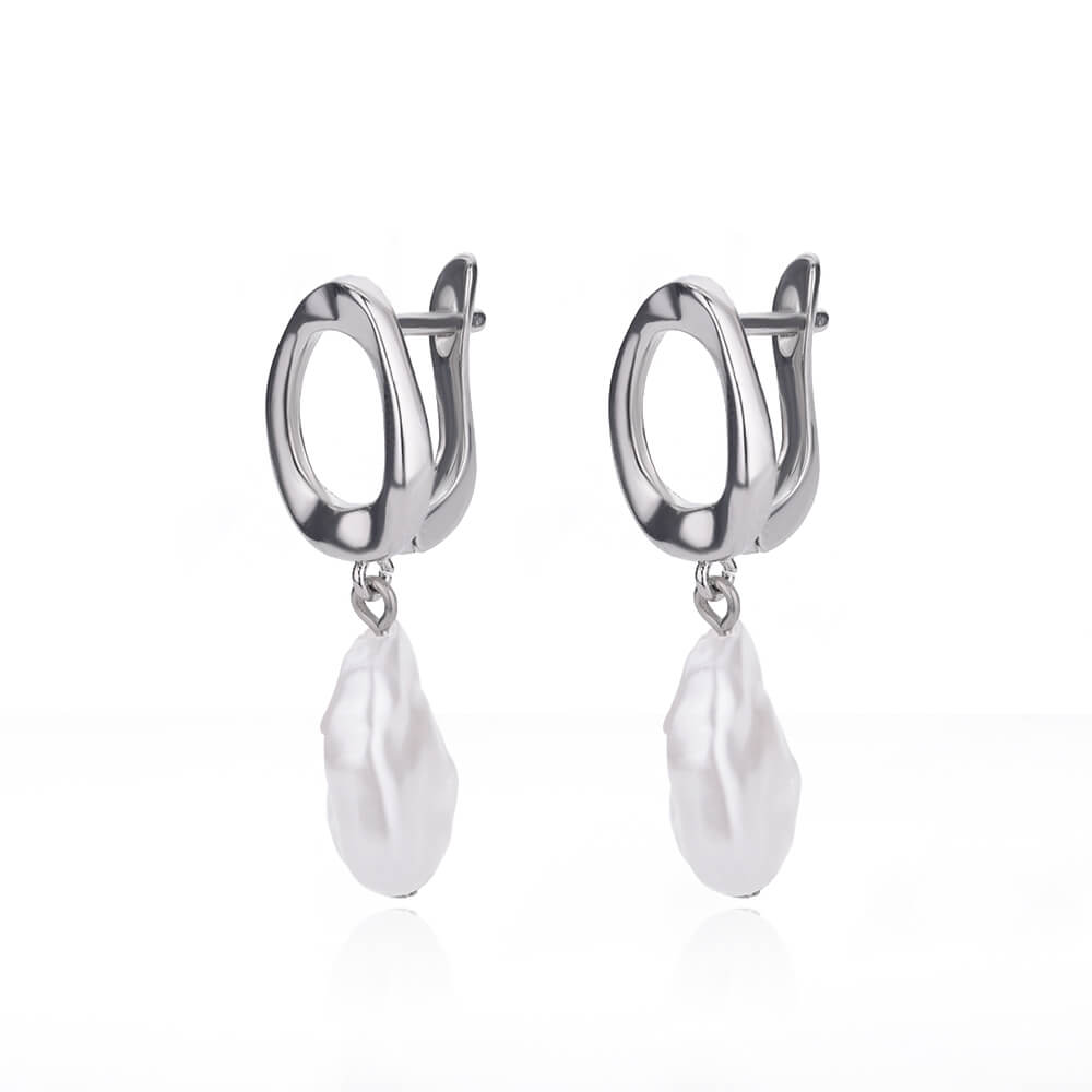 Vintage Baroque Imitation Pearl Dangle Earrings For Women Stainless Steel Ear Clip Circle Earrings Female Jewelry Party Gift