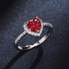 2026 Peach Heart Ring Ladies, Love Shaped Zircon Diamond Copper Silver Plated Fashion Jewelry