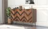 Exclusive sideboard with three doors, with stylish details and generous storage space. Door made of solid wood veneer, concave and convex texture.