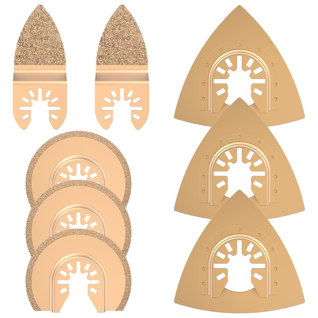 8Pcs Multitool Blades Cemented Carbide Oscillating Saw Blades Professional Triangle Saw Blade for Ceramic Tile Marble Cutting