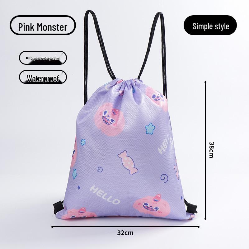 Adorable Cartoon Waterproof Kids' Swim Bag - Lightweight Sports & Travel Backpack for Clothing