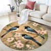 Birds On Branches Round Area Rug,Carpet Rug for Living Room Bedroom Sofa Playroom Decor,Non-slip Floor Mat