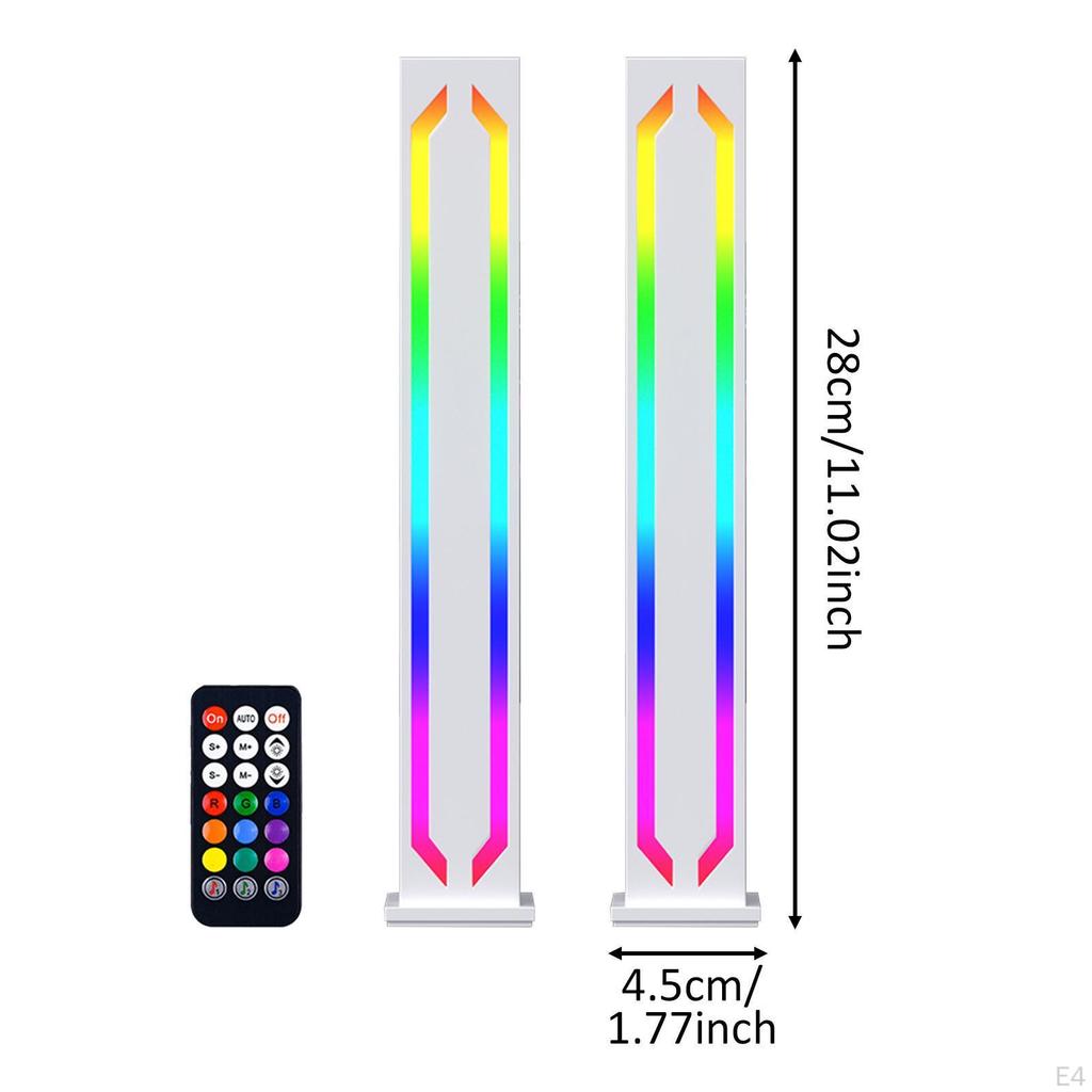 2 Pieces LED RGB Light Bar Portable Ambient Lighting for PC Bed Room Desktop Black