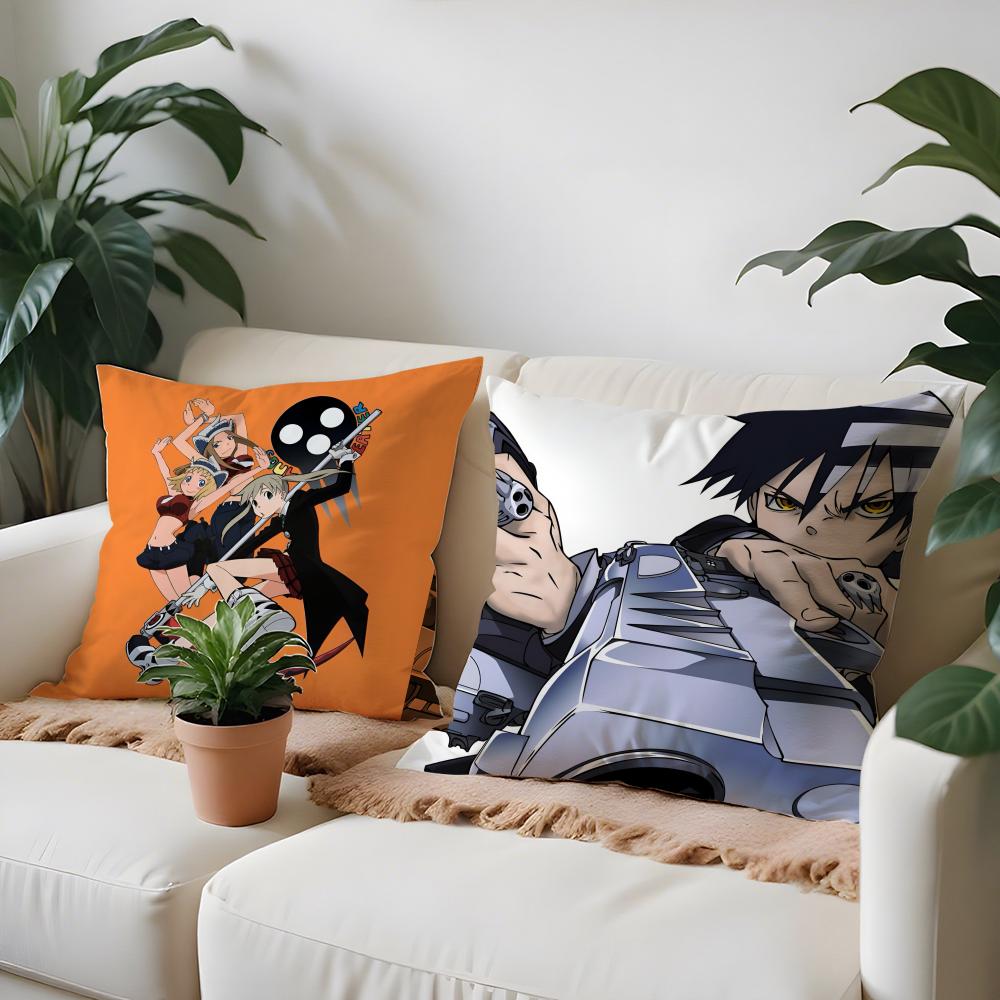 Hot Anime S-Soul EaterS Pillow Case Anti-dustmite Pillow Invisible zipper silky short plush Sofa cushion cover