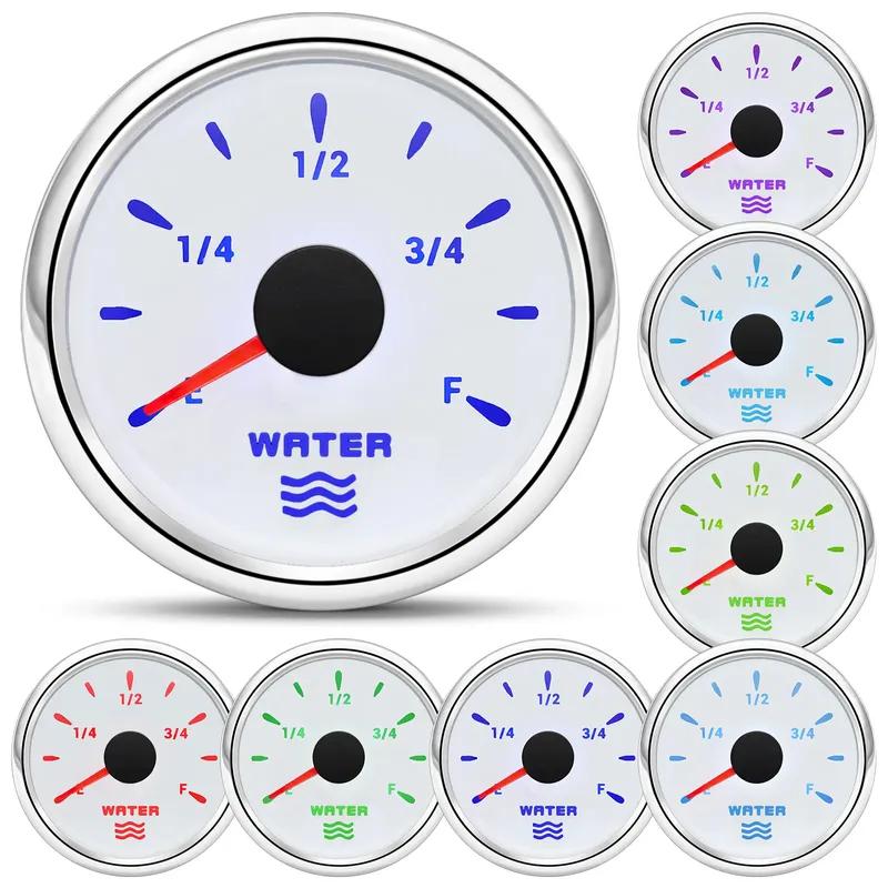 7 Color Backlight 2"52mm Water Level Gauge+Water Level Sensor 100-600mm Custom 0-190Ohm Water Tank Meter Indicator Auto Car Boat