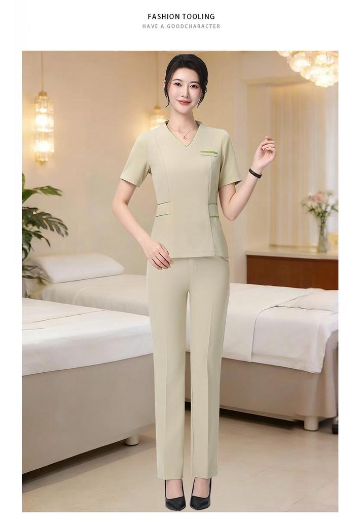 Women's Elegant Short Sleeve Spa Technician Uniform Set 2026