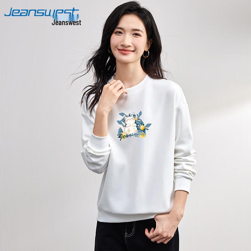 

Zhenweis Women s Casual Cute Cat Print Pullover Sweatshirt M