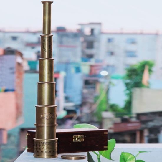 45.72 cm Brass Telescope, Working Engraved Telescope with Wood Box Pirates Spyglass, Fathers Day Gift, Gift For Husband, Son Gift, steampunk Gift