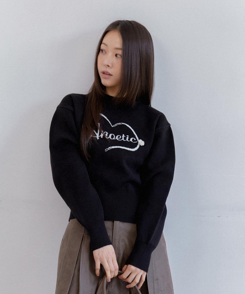 ANOETIC Anc Heart Rose Knit_Black