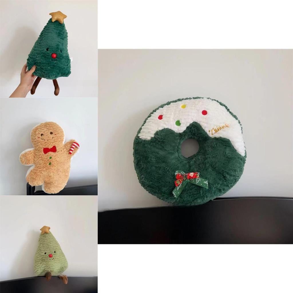 Christmas Plush Pillow With Cartoon Gingerbread Man Design For Holiday Decor And Gifts
