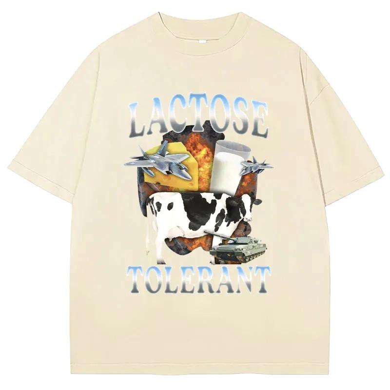 Lactose Tolerant Funny Milk Print T Shirt Women Retro Fashion Short Sleeve Summer Casual T Shirts Gifts Women Clothing