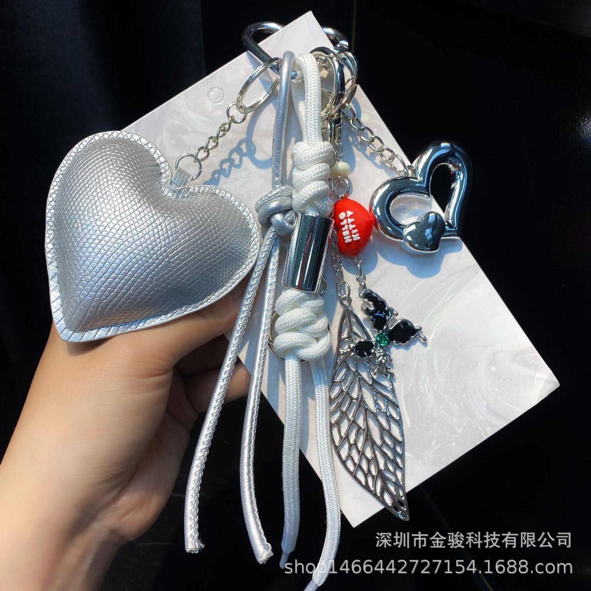 

Корейский стиль DIY подвеска для телефона Ins стиль подвеска для сумки сердечко аксессуары бантик бисерная сумка-сюрприз подвеска для сумки Silver pu Leather Heart F